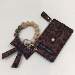 SIMPLY SOUTHERN Brown Leopard Keychain Wristlet CREDIT CARD HOLDER NEW
